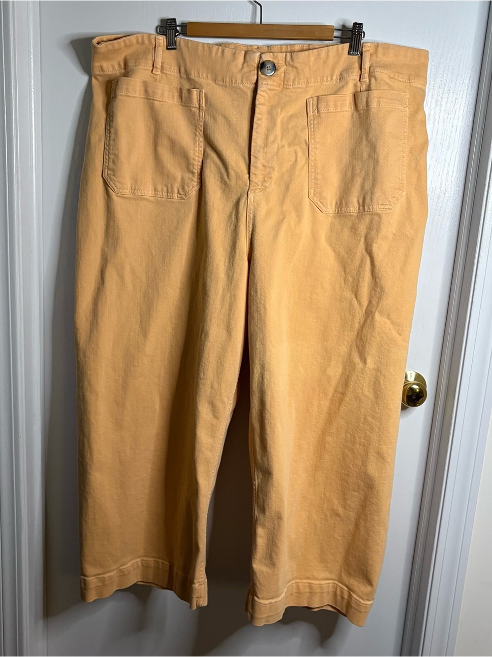 Pilcro by Anthropologie 26W Twill Wide-Leg Crop Pants Pockets Mid Rise Classic